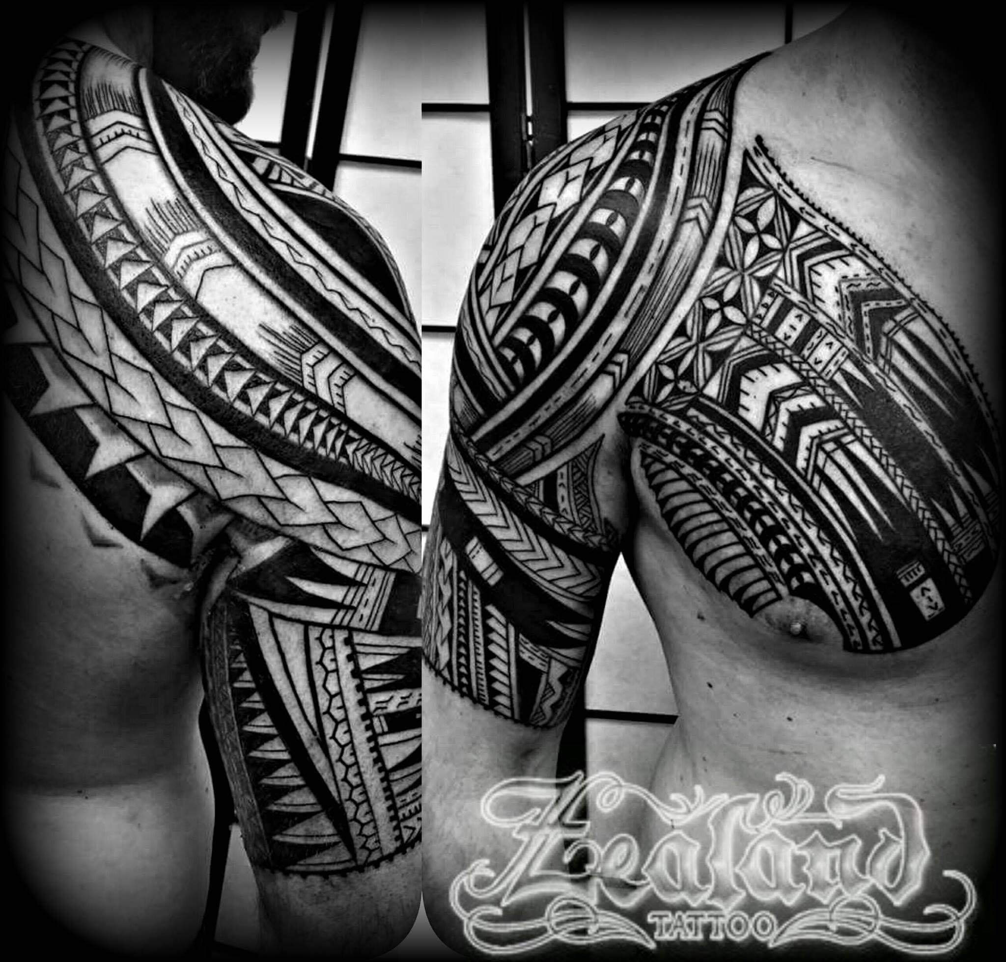 samoan chest arm tattoo - Zealand Tattoo