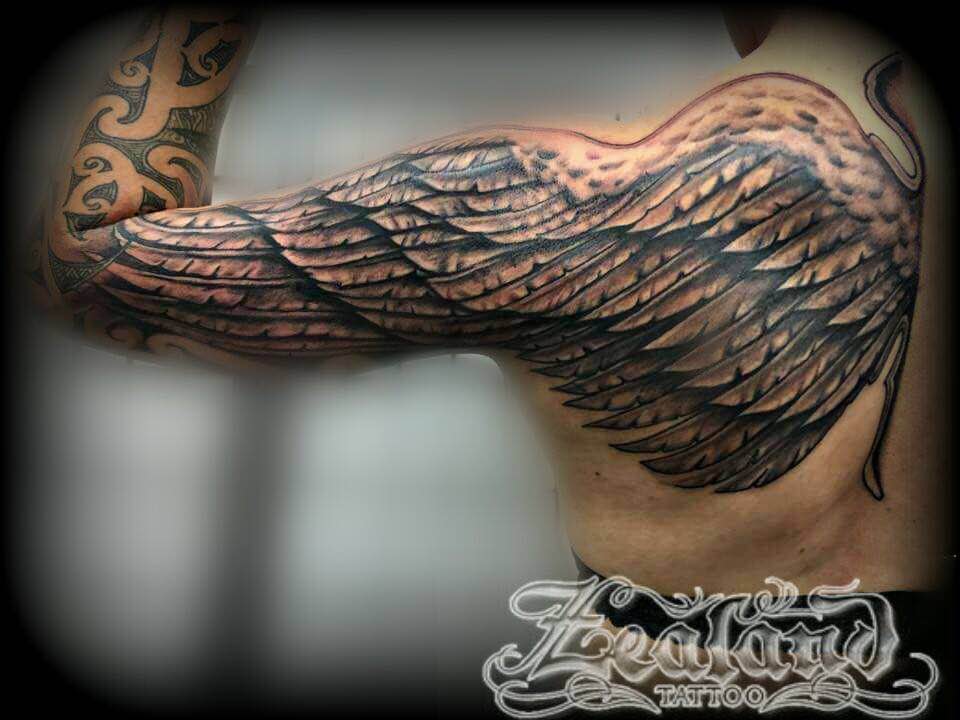 Angel sleeve tattoo - Zealand Tattoo