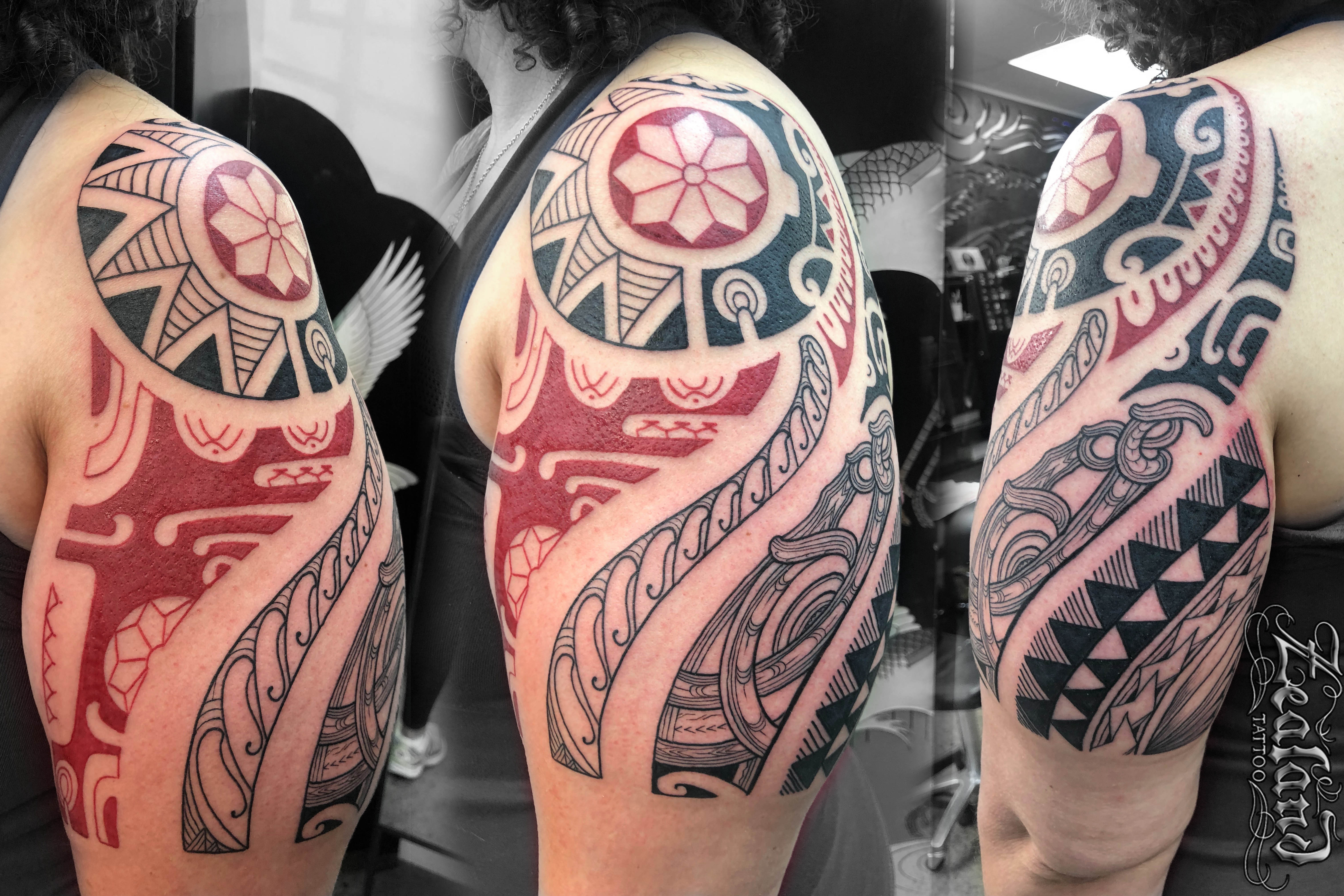 Full but Thigh and Knee Polynesian Tattoo · Creative Fabrica