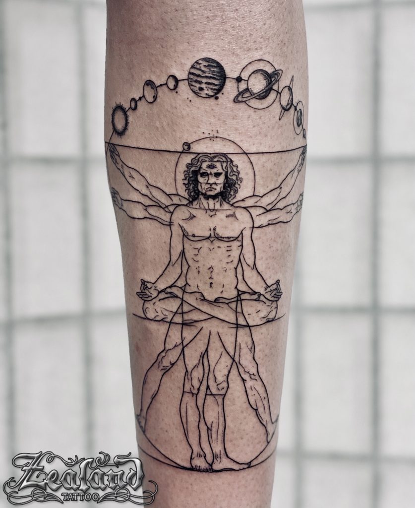 Top 73+ geometric vitruvian man tattoo - in.cdgdbentre