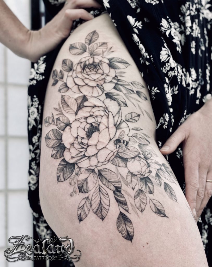 DaLin 4 Sheets Black Flower Temporary Tattoos for Women Peony Flower   Amazonin Beauty