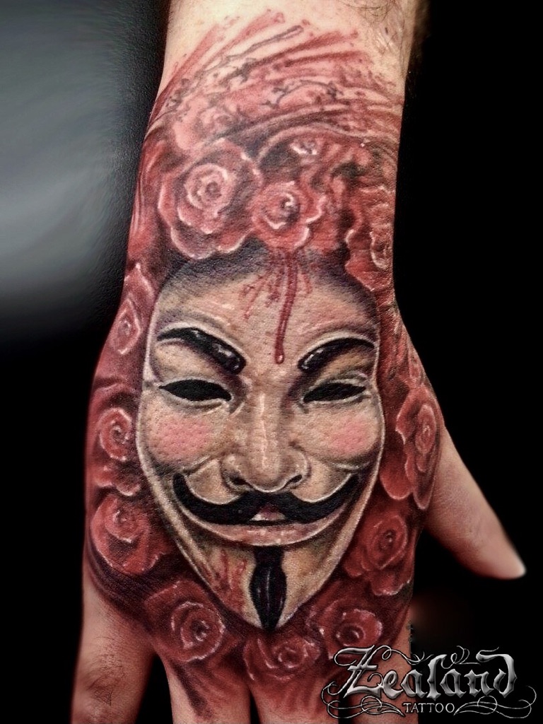 V for Vendetta hand tattoo - Zealand Tattoo